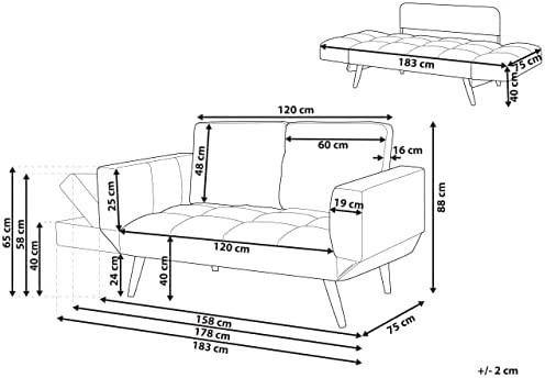 Beliani Dvivietė išskleidžiama sofa BREKKE šviesiai pilka
