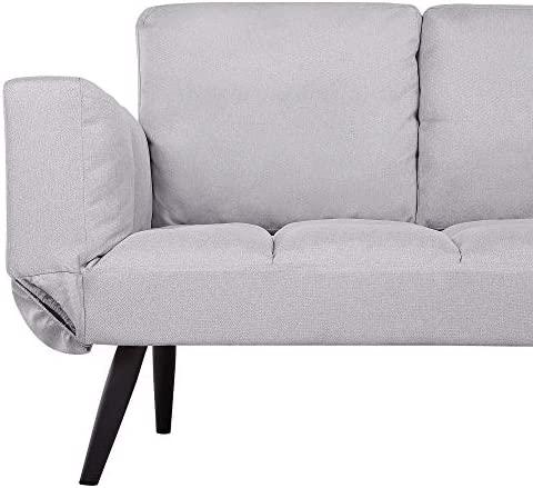 Beliani Dvivietė išskleidžiama sofa BREKKE šviesiai pilka