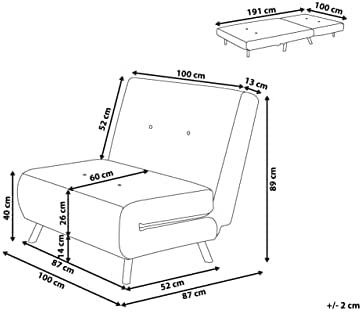 Beliani Viengulė išskleidžiama sofa FARRIS tamsiai pilka