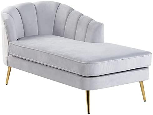Sofa Beliani Kairysis šezlongas ALLIER, veliūras, šviesiai pilkas