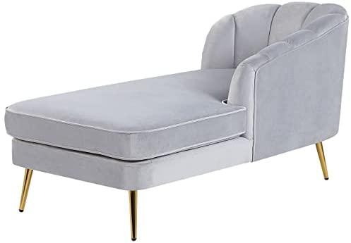 Sofa Beliani Kairysis šezlongas ALLIER, veliūras, šviesiai pilkas