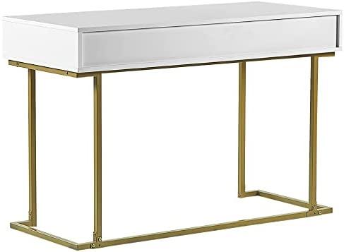 Beliani Konsolė WESTPORT balta/auksinė 115 cm 50 cm su stalčiais