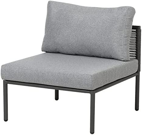 Lauko baldų komplektas Beliani Sodo kampinė sofa su staliuku 6 asmenims FORANO pilka metalinė