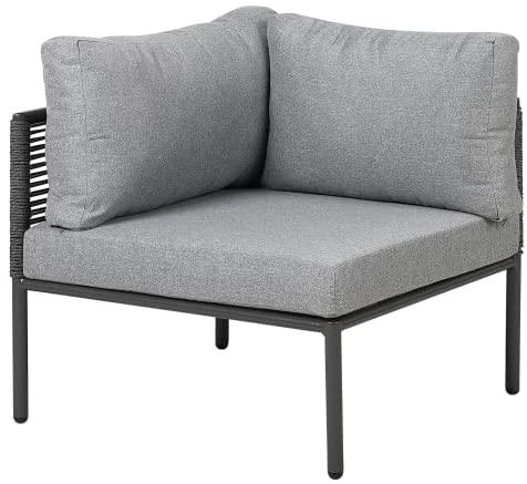 Lauko baldų komplektas Beliani Sodo kampinė sofa su staliuku 6 asmenims FORANO pilka metalinė