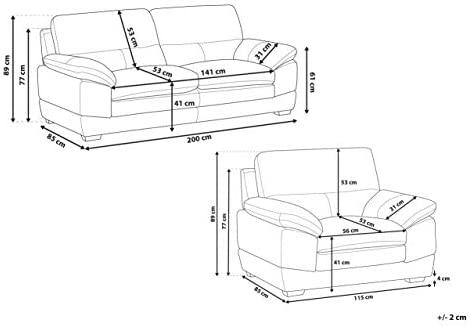 Sofa Beliani 4 vietų svetainės baldų komplektas HORTEN Natūrali oda Ruda