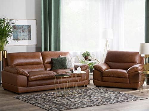 Sofa Beliani 4 vietų svetainės baldų komplektas HORTEN Natūrali oda Ruda