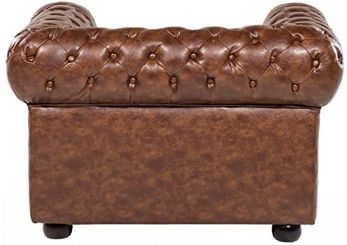 Beliani CHESTERFIELD fotelis iš dirbtinės odos, aukso rudos spalvos