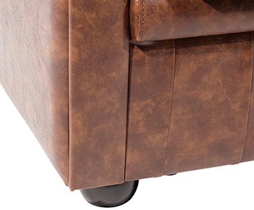 Beliani CHESTERFIELD fotelis iš dirbtinės odos, aukso rudos spalvos