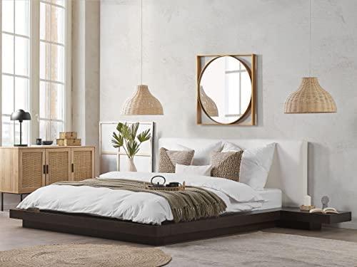 Beliani Vandens lova iš dirbtinės odos ZEN 160 x 200 cm, tamsaus uosio spalvos
