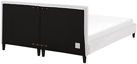 Beliani Velvetinė lova FITOU 160 x 200 cm balta