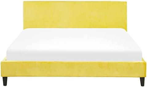 Beliani Veliūrinė lova FITOU 160 x 200 cm geltona