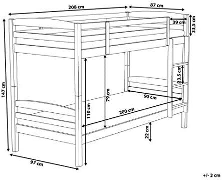 Beliani Dviaukštė lova iš pušies medienos REGAT 90 x 200 cm balta