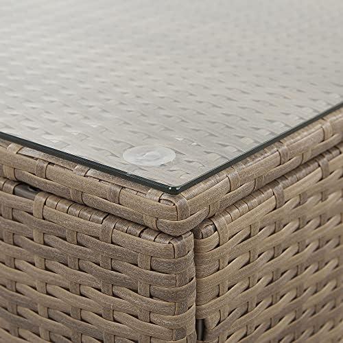 Lauko baldų komplektas Beliani Sodo kampinė sofa su staliuku 6 asmenims BELVEDERE Baltas technoratanas