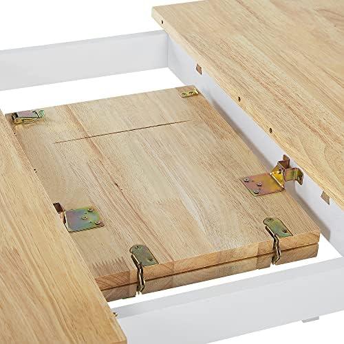 Beliani Išskleidžiamas valgomojo stalas HOUSTON šviesiai rudas/baltas 120/150 cm 90 cm pušies mediena