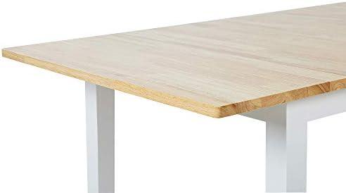 Beliani Išskleidžiamas valgomojo stalas HOUSTON šviesiai rudas/baltas 120/150 cm 90 cm pušies mediena