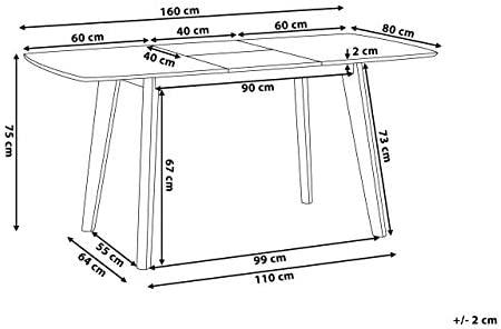 Beliani Išskleidžiamas valgomojo stalas SANFORD baltas 120/160 cm 80 cm