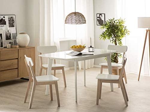 Beliani Išskleidžiamas valgomojo stalas SANFORD baltas 120/160 cm 80 cm