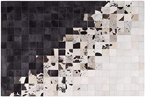 Beliani Kilimas KEMAH juodas 140 x 200 cm iš natūralios odos