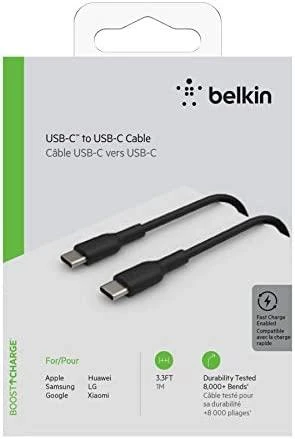 Belkin USB-C/USB-C kabelis 1m PVC, juodas CAB003bt1MBK