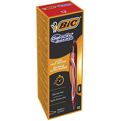 Bic Gelinis rašiklis Gel-Ocity Quick Dry, raudonas, pakuotėje 12 vnt. 494671