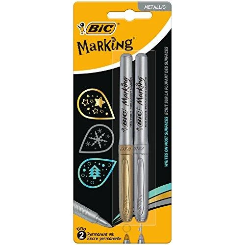 BIC Permanentiniai žymekliai, 2 vnt. rinkinys, auksinis + sidabrinis 302259