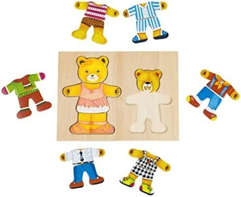 BINO Medinė dėlionė-žaidimas "Aprenk mešką ir meškutį", 3+