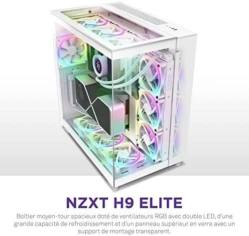 NZXT PC dėklas H9 Elite Midi bokštinis langas baltas