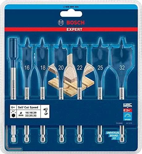 Bosch „EXPERT Self Cut Speed“ plunksninių grąžtų rinkinys 16 / 18 / 20 / 22 / 25 / 32 mm 7 vnt. (2608900334)