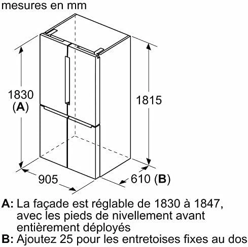 Bosch Serie 4 KFN96VPEA side-by-side šaldytuvas Freestanding 605 L E Nerūdijantis plienas