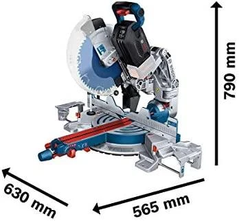 Bosch kampinis pjūklas su matmenų schema
