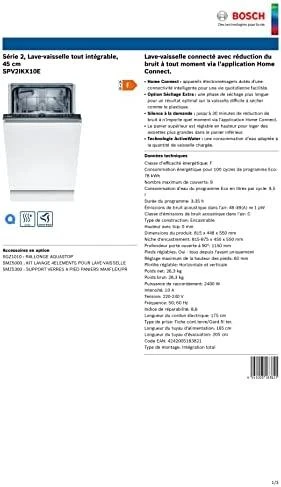 Įmontuojama indaplovė Bosch SPV2IKX10E 45 cm