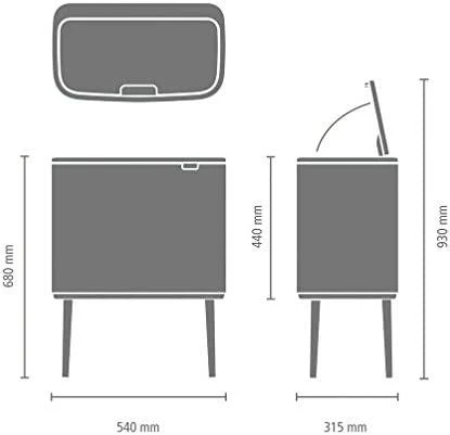 Šiukšlių dėžė Brabantia Bo Touch, 3 x 11 l, Matinė juoda