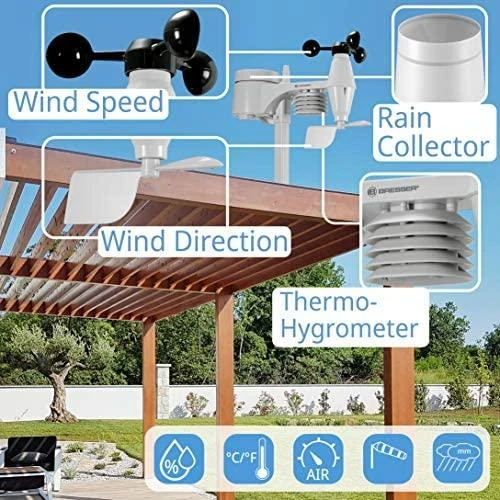 BRESSER WIFI spalvotas orų centras su 5in1 profi jutikliu