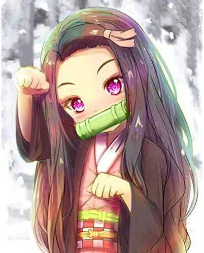 Nezuko anime stiliaus iliustracija