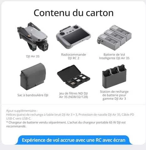 Dronas DJI Air 3S Fly More Combo (DJI RC)