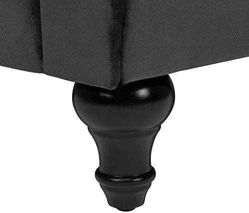Beliani CHESTERFIELD 3 vietų sofa, veliūrinė, juoda