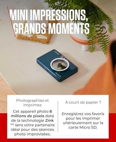 Canon Zoemini S2 mažų nuotraukų spausdintuvas ir fotoaparatas, Tamsiai žalsvai mėlynas