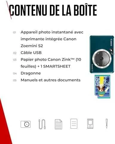 Canon Zoemini S2 mažų nuotraukų spausdintuvas ir fotoaparatas, Tamsiai žalsvai mėlynas