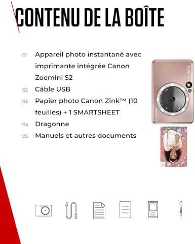 Canon Zoemini S2 mažų nuotraukų spausdintuvas ir fotoaparatas, Rausvo aukso