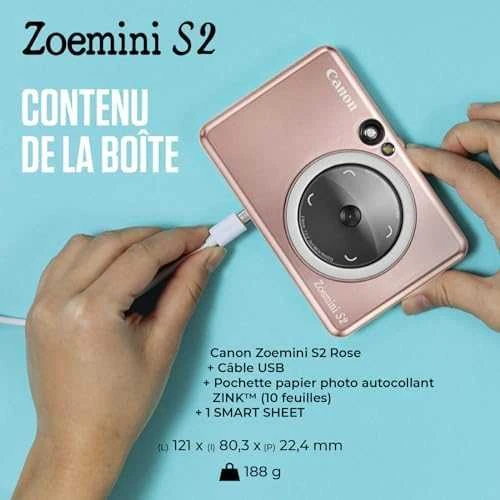 Canon Zoemini S2 mažų nuotraukų spausdintuvas ir fotoaparatas, Rausvo aukso