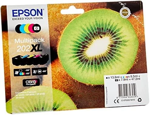 Epson Kiwi 202XL Originalus Juoda, Žydras, Rausvai raudona, Foto juoda, Geltona 1 vnt