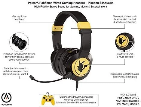 Pikachu silueto ausinės su techniniu aprašymu