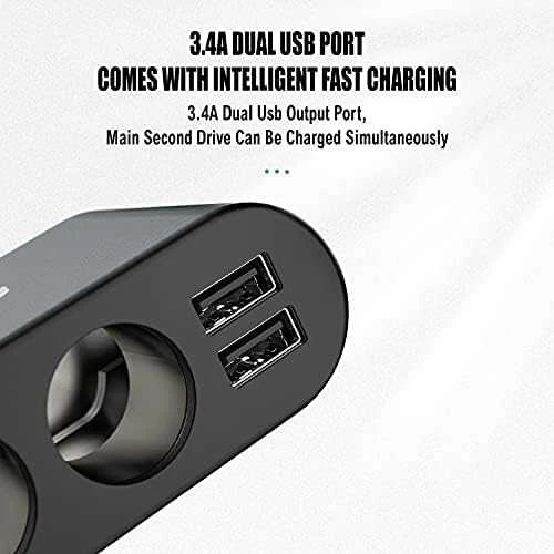 Dudao automobilinis įkroviklis 2x USB / 3x cigarečių žiebtuvėlio skirstytuvas juodas (R1Pro juodas)