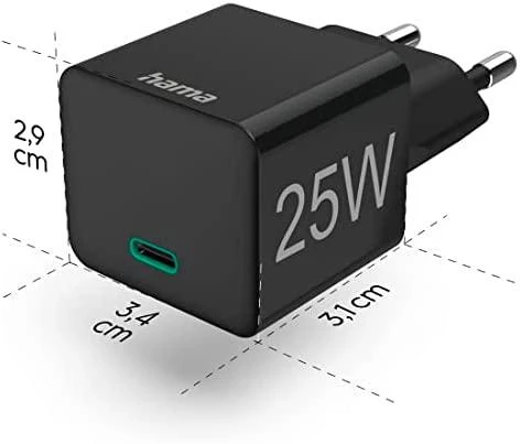 Hama mini 25W PD/QC 3.0 1x USB-C juoda