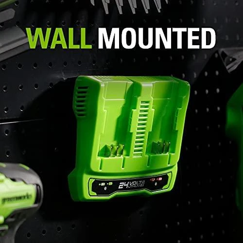 Greenworks G24X2UC4 24V+24V dviejų lizdų įkroviklis 4Ah