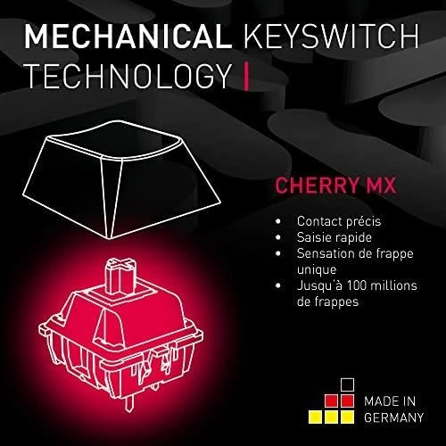 Klaviatūra Cherry CHERRY TAS MX 3.0S RGB su laidu DE-išdėstymas baltas MX Raudonas