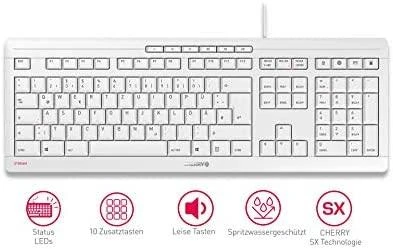 CHERRY JK-8500 klaviatūra USB QWERTZ Vokiečių Balta