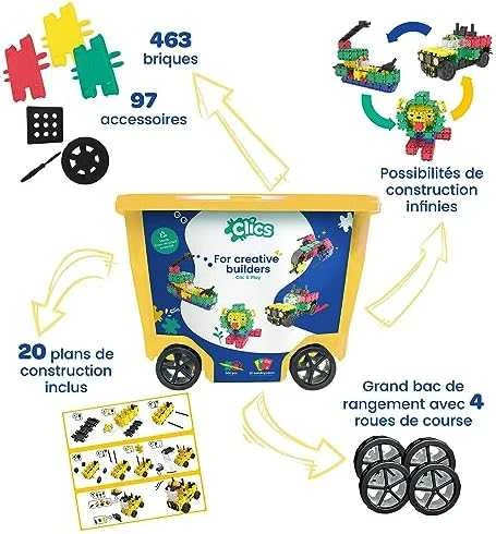 Clics toys Konstruktorius - CLICS 560 dalių daugiaspalvis
