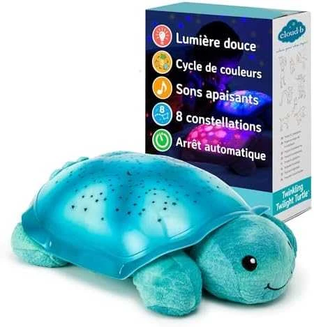 Cloud B Twinkling Twilight Turtle grojantis ir šviečiantis migdukas, mėlynos spalvos