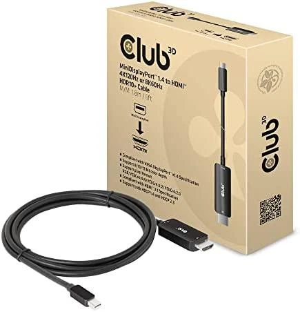 Club 3D MiniDP į HDMI laidas pakuotėje